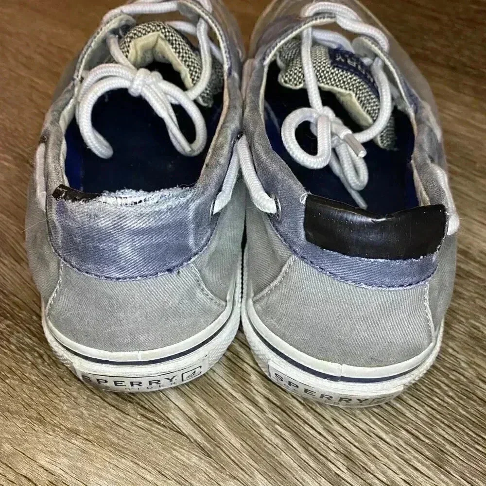 Mens Grey and Blue Sperry Boat Shoes - 9
